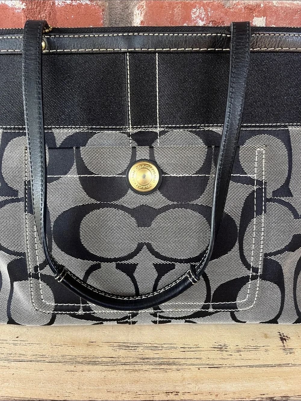 Coach Black and Gray Signature Canvas 👜 L0768-11691